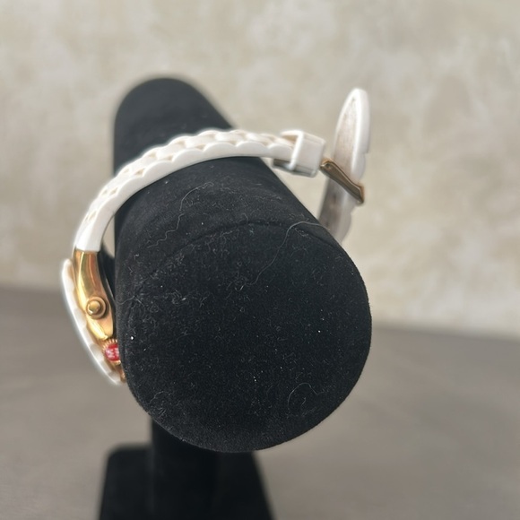 MICHELE TAHITIAN JELLY BEAN ROSE GOLD,WHITE SILICONE BAND WATCH - Picture 2 of 5